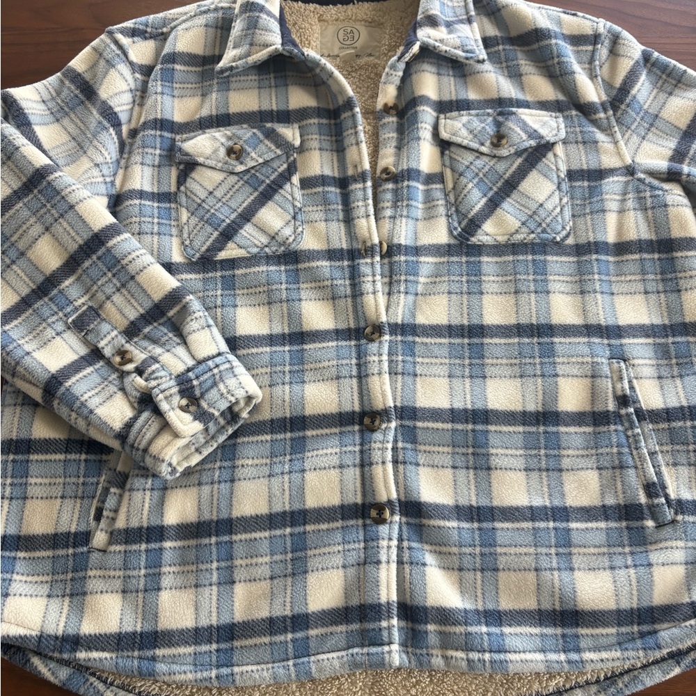 SAGE brand Blue and White Shacket